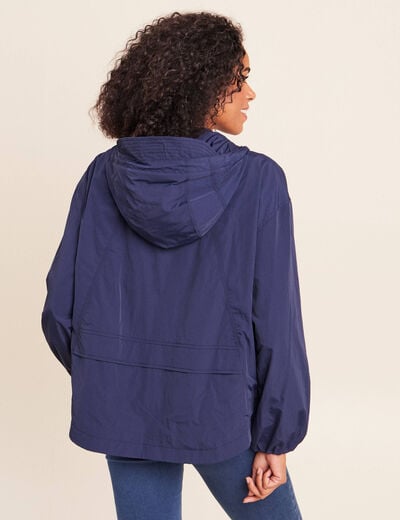 Parka ample doubl&eacute;e avec capuche bleu marine femme