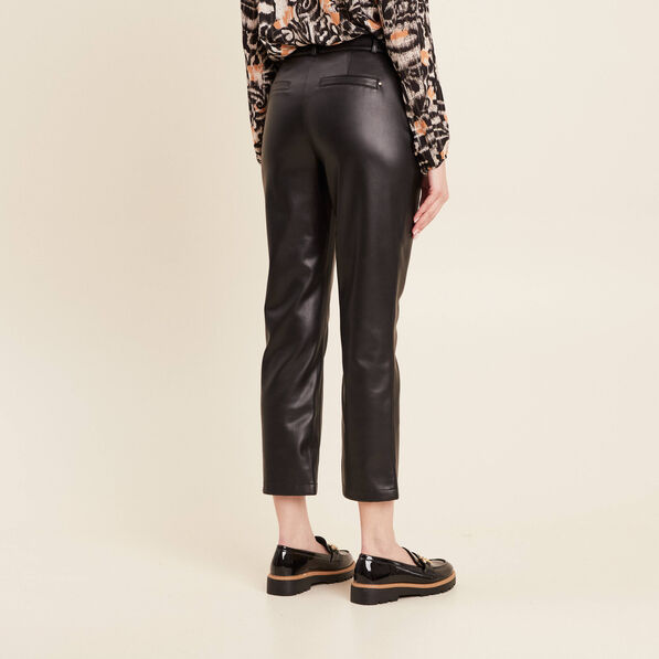 Pantalon droit simili cuir noir femme