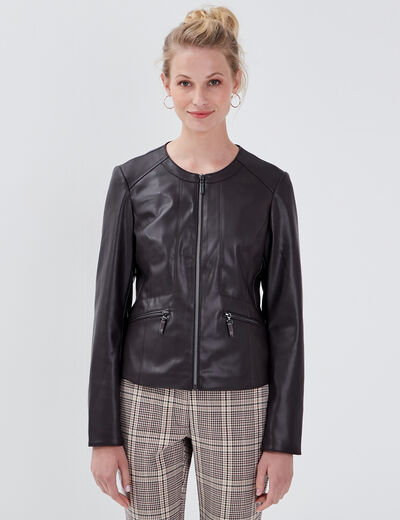 Veste cintrée zippée marron femme