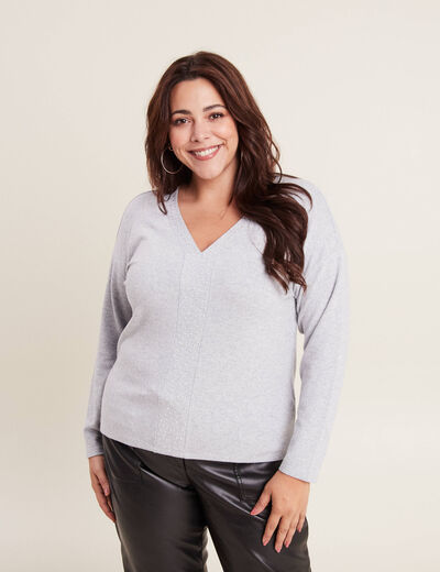 T-shirt manches longues gris clair femme