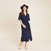 Robe évasée col chemise bleu marine femme