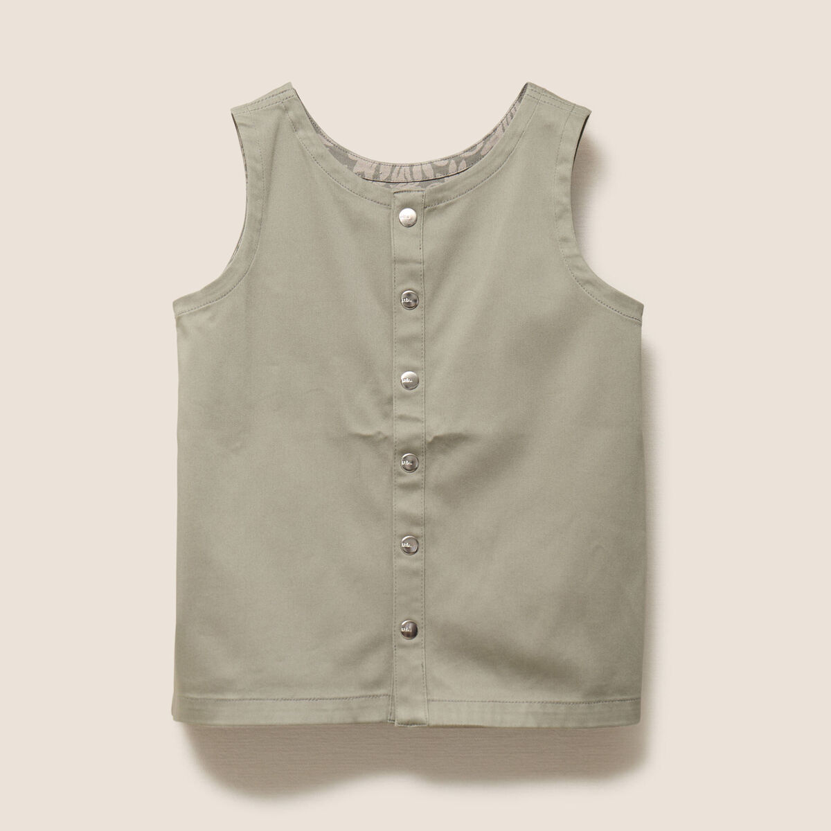 T-shirt r&eacute;versible sans manches gris femme