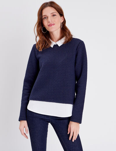 T-shirt manches longues bleu foncé femme