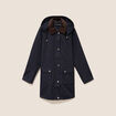 Parka &agrave; capuche doubl&eacute;e bleu fonc&eacute; femme