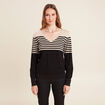 Pull ajust&eacute; col en V noir femme