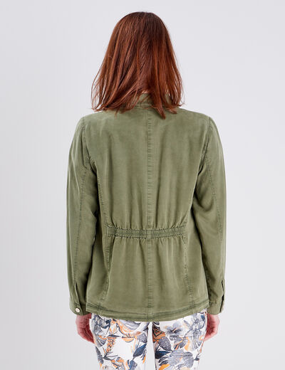 Veste droite boutonnée vert kaki femme