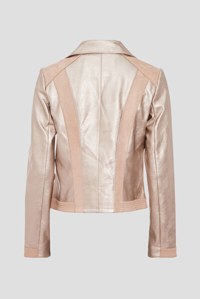 Veste droite zippée beige femme