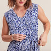 Robe droite ceinturée bleu foncé femme