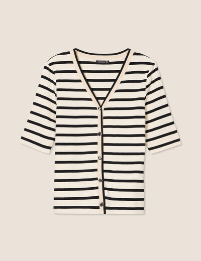 T-shirt col V en coton blanc femme