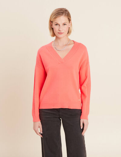 Pull manches longues rose vif femme