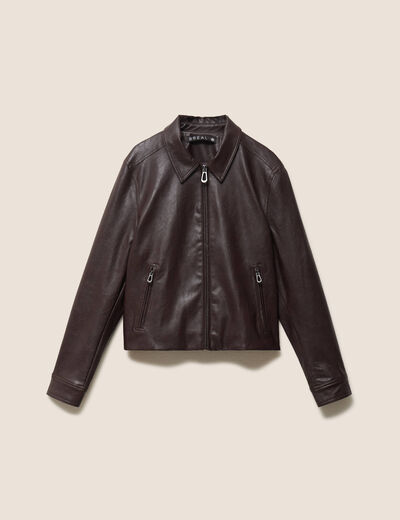 Veste doubl&eacute;e marron fonc&eacute; femme