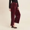 Pantalon large velours bordeaux femme