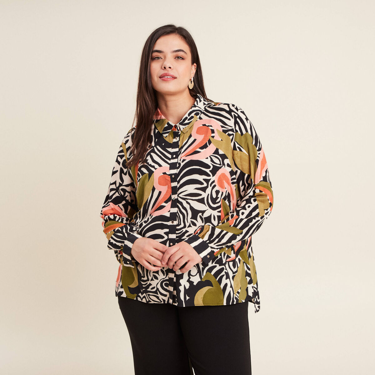 Chemise manches longues noir femme
