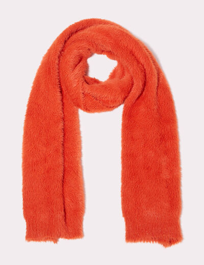 Lot bonnet et écharpe orange foncé femme