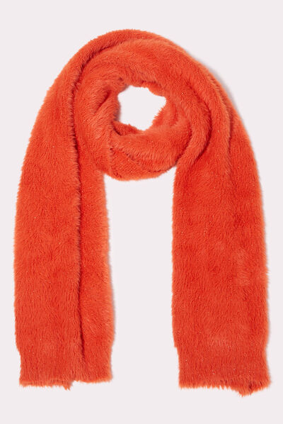Lot bonnet et écharpe orange foncé femme