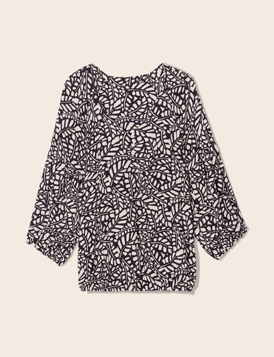 Blouse manches 3/4 noir femme