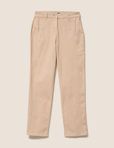 Pantalon boyfriend taille haute sable femme