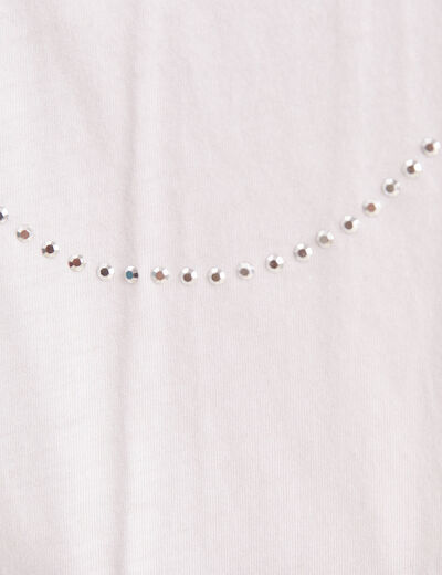 T-shirt manches courtes clous blanc femme