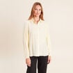 Chemise fluide manches longues jaune pastel femme
