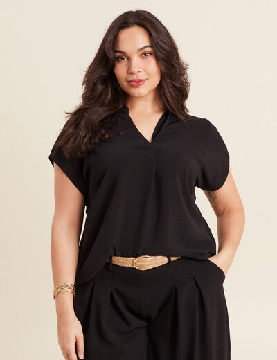 Blouse manches courtes noir femme