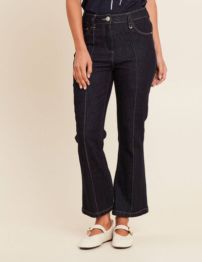 pantalon bootcut 7/8ème taille haute denim brut femme