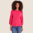 Pull droit col rond manches 3/4 rose femme