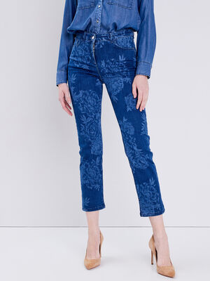 Jean droit denim bleach femme