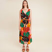 Robe midi évasée ceinturée multicolore femme