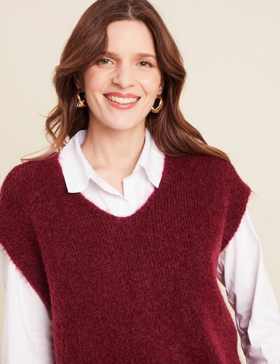 Pull sans manches bordeaux femme