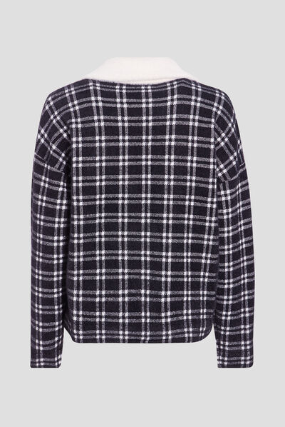 Manteau droit boutonné noir femme