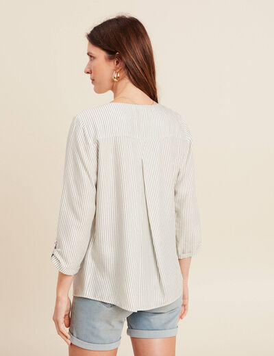 blouse fluide manches 3/4 vert femme