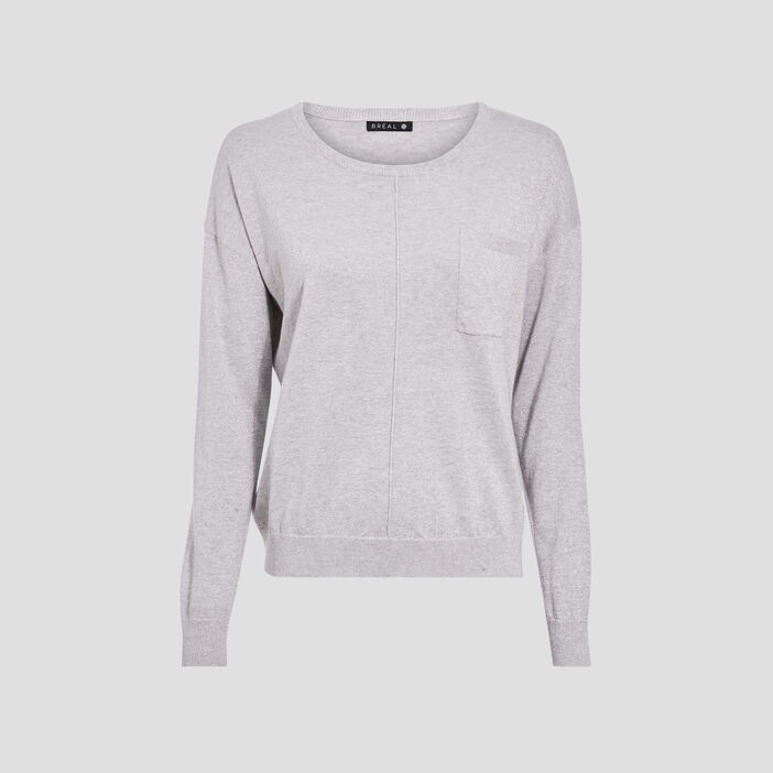Pull manches longues gris clair femme