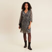 Robe zébrée à sequins évasée noir femme