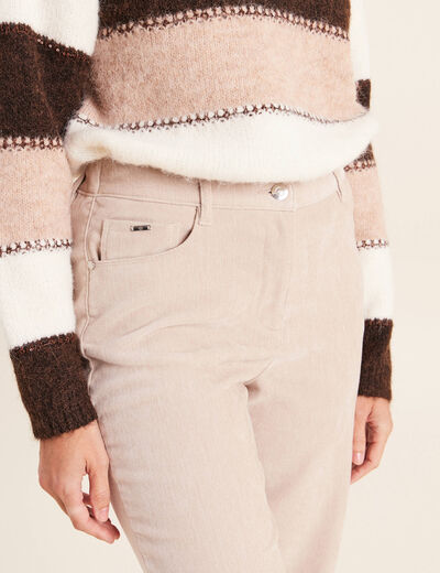 Jean taille haute en velours sable femme