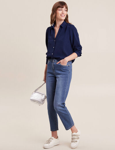 Jean coupe droite 7/8&egrave;me denim stone femme
