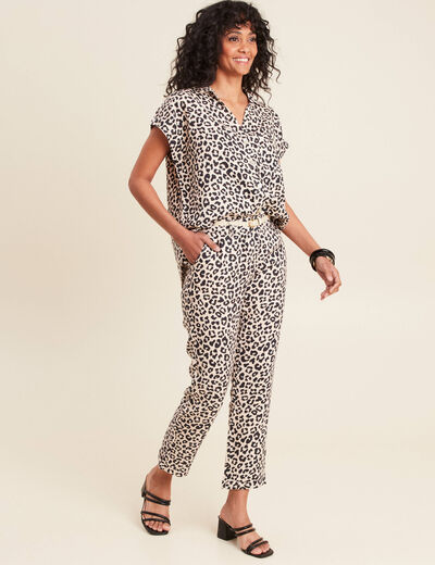 Pantalon coupe chino en lin sable femme