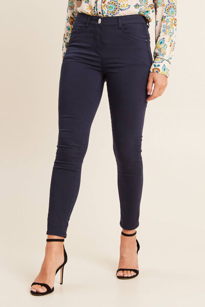 Pantalon léger taille standard 7/8ème bleu marine femme