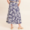 Jupe longue &eacute;vas&eacute;e fendue bleu femme