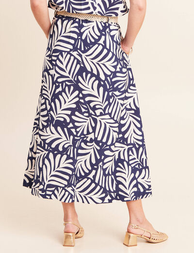 Jupe longue &eacute;vas&eacute;e fendue bleu femme