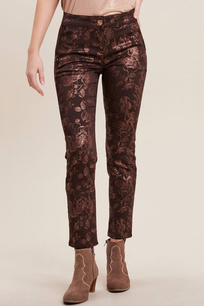Pantalon ajusté marron femme