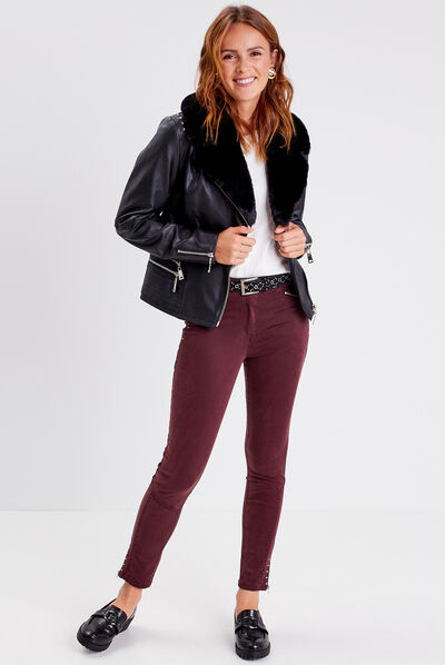 Veste esprit perfecto cintrée noir femme