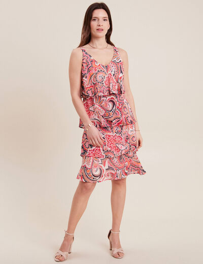 Robe évasée volantée multicolore femme