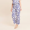Pantalon coupe large 7/8&egrave;me taille haute bleu femme