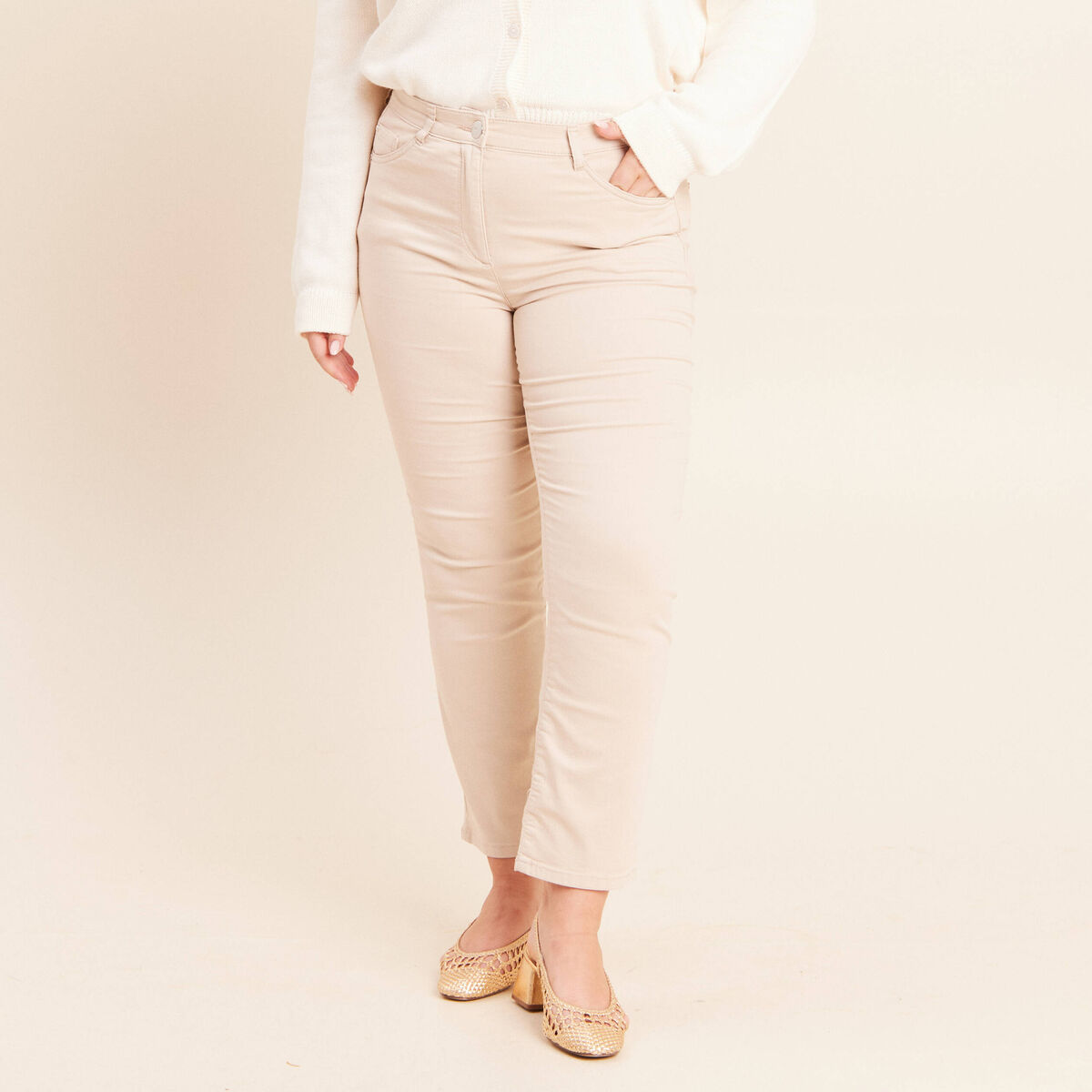 Pantalon magique Le L&eacute;ger coupe droite sable femme