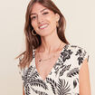 Blouse col v manches courtes fluide noir femme