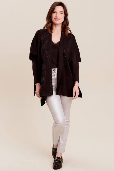 Poncho avec strass noir femme