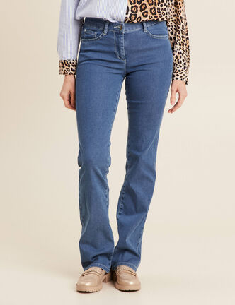 Jean léger bootcut taille basculée denim bleach femme