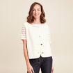 Gilet sans manches sans col ecru femme