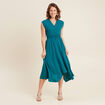 Robe évasée taille smockée vert femme