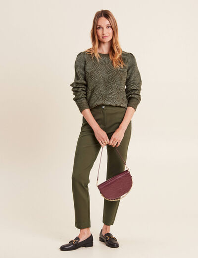 Pull manches longues vert kaki femme